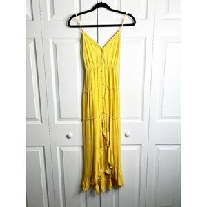 Slate & Willow Yellow Tiered V-Neck Tie Waist Maxi Dress Women's Size X-Small XS